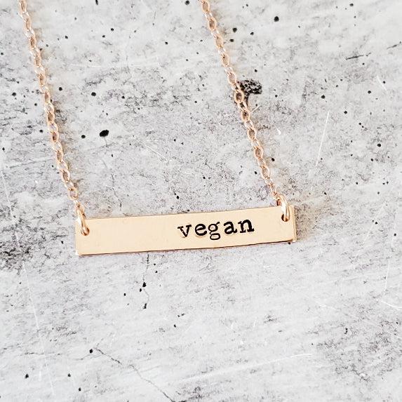 VEGAN Bar Necklace Stamped Necklaces La Vie Bien VEGAN Bar Necklace