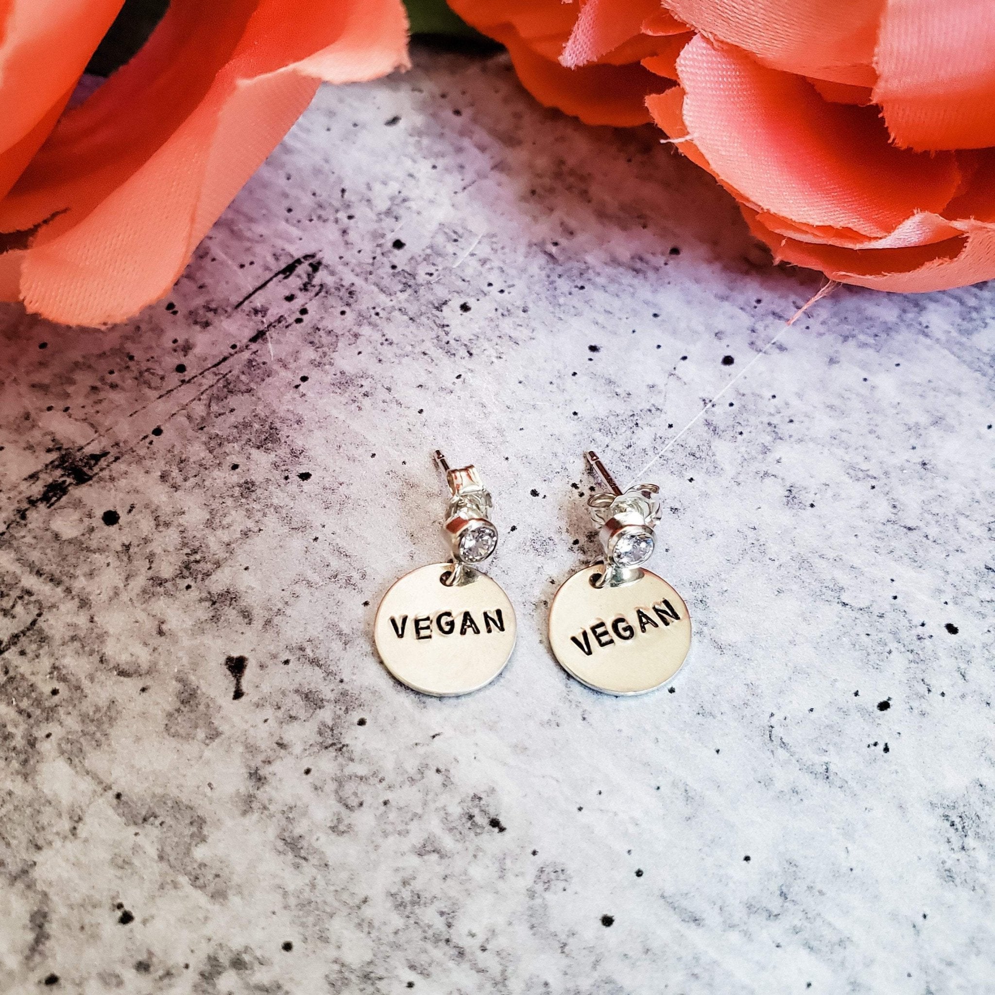 Vegan Crystal Stud Earrings Stamped Earrings La Vie Bien Vegan Crystal Stud Earrings