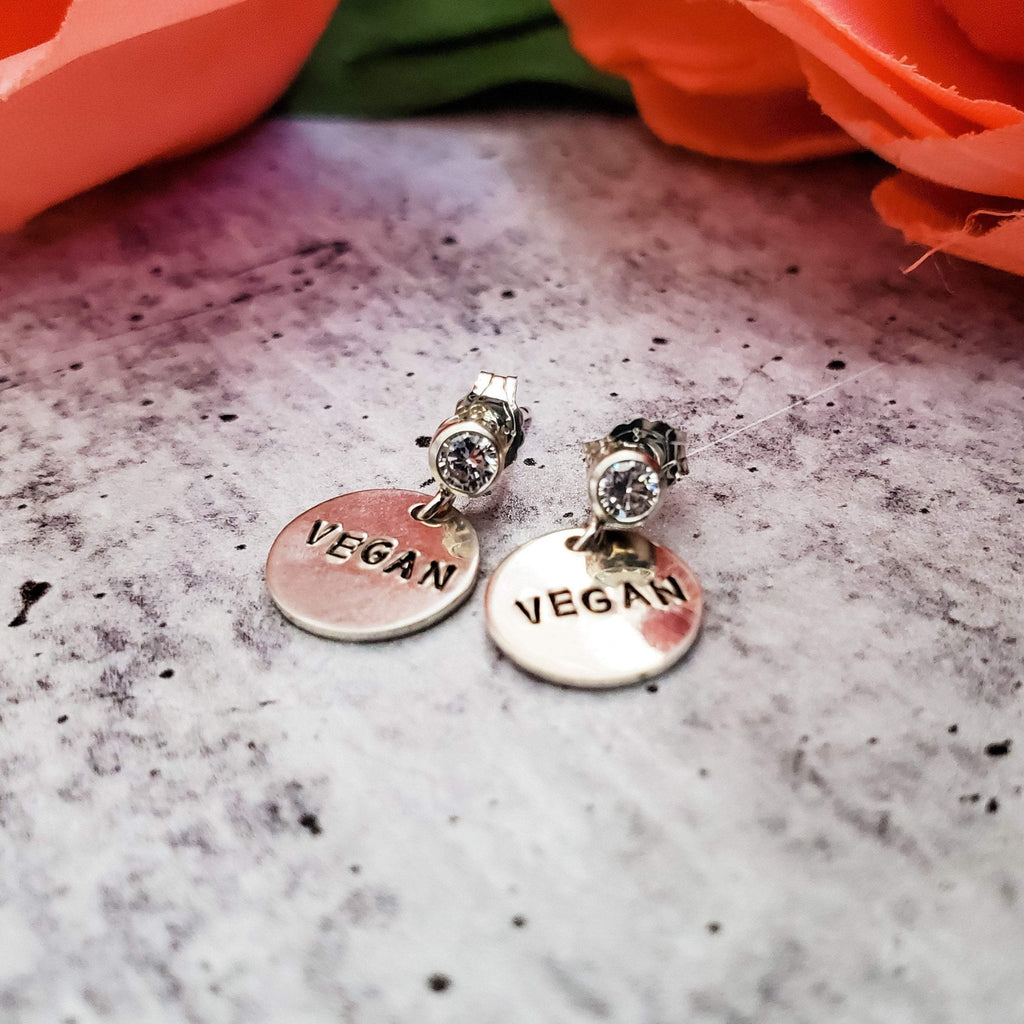 Vegan Crystal Stud Earrings Stamped Earrings La Vie Bien Vegan Crystal Stud Earrings