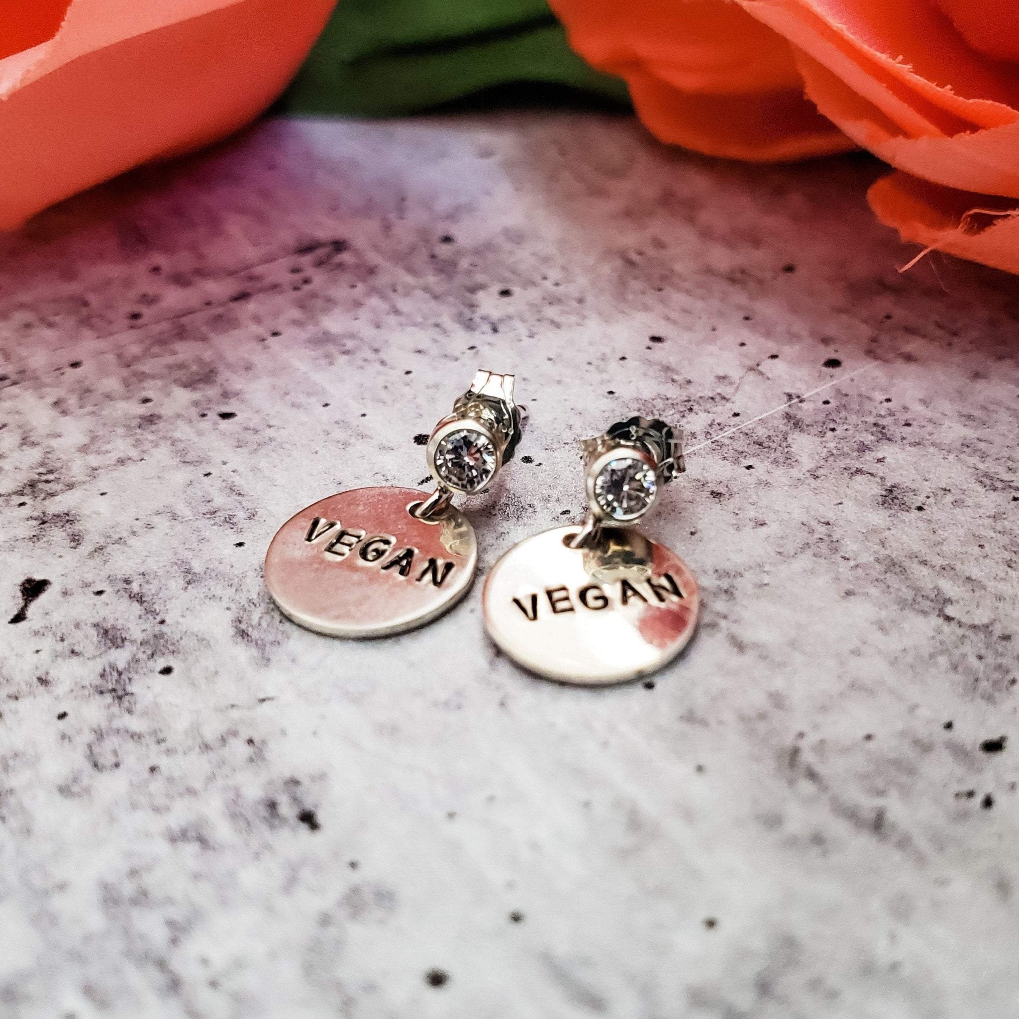Vegan Crystal Stud Earrings Stamped Earrings La Vie Bien Vegan Crystal Stud Earrings