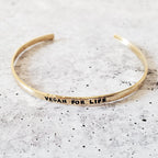 VEGAN FOR LIFE Skinny Cuff Bracelet Stamped Cuffs La Vie Bien VEGAN FOR LIFE Skinny Cuff Bracelet