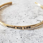 VEGAN FOR LIFE Skinny Cuff Bracelet Stamped Cuffs La Vie Bien VEGAN FOR LIFE Skinny Cuff Bracelet