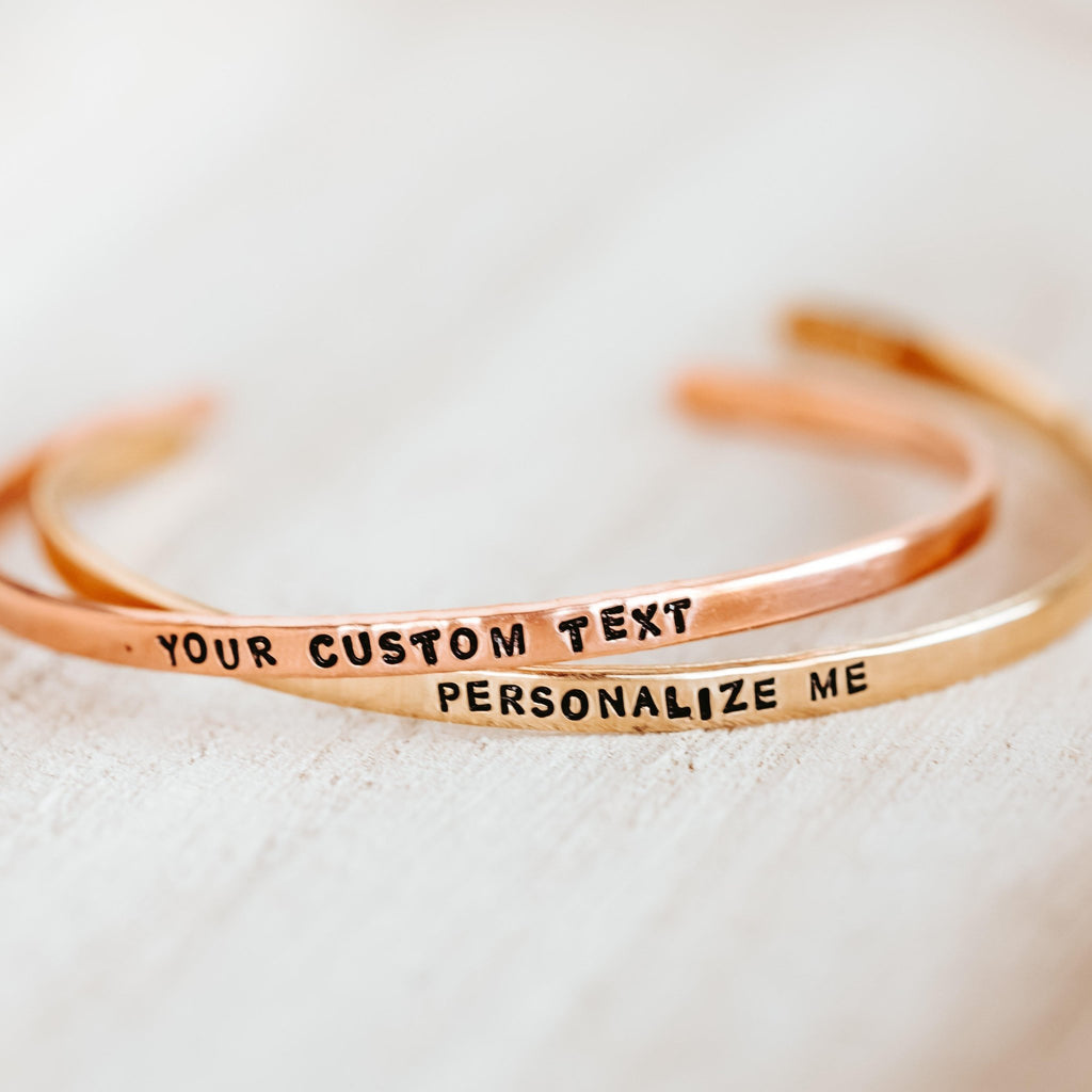 VEGAN FOR LIFE Skinny Cuff Bracelet Stamped Cuffs La Vie Bien VEGAN FOR LIFE Skinny Cuff Bracelet