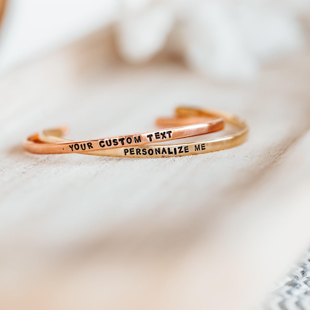 VEGAN FOR LIFE Skinny Cuff Bracelet Stamped Cuffs La Vie Bien VEGAN FOR LIFE Skinny Cuff Bracelet