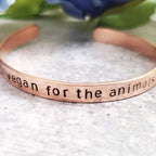 VEGAN FOR THE ANIMALS Stacking Cuff Bracelet Stamped Cuffs La Vie Bien VEGAN FOR THE ANIMALS Stacking Cuff Bracelet