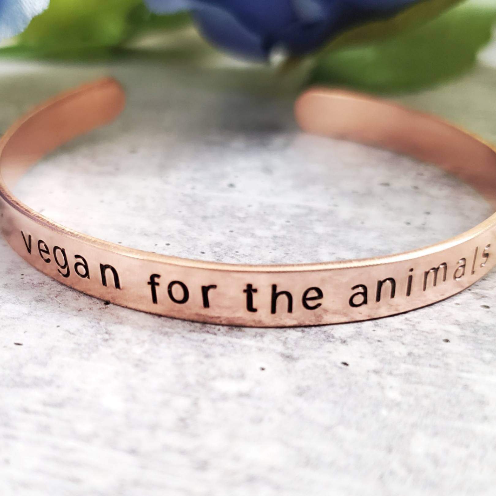 VEGAN FOR THE ANIMALS Stacking Cuff Bracelet Stamped Cuffs La Vie Bien VEGAN FOR THE ANIMALS Stacking Cuff Bracelet
