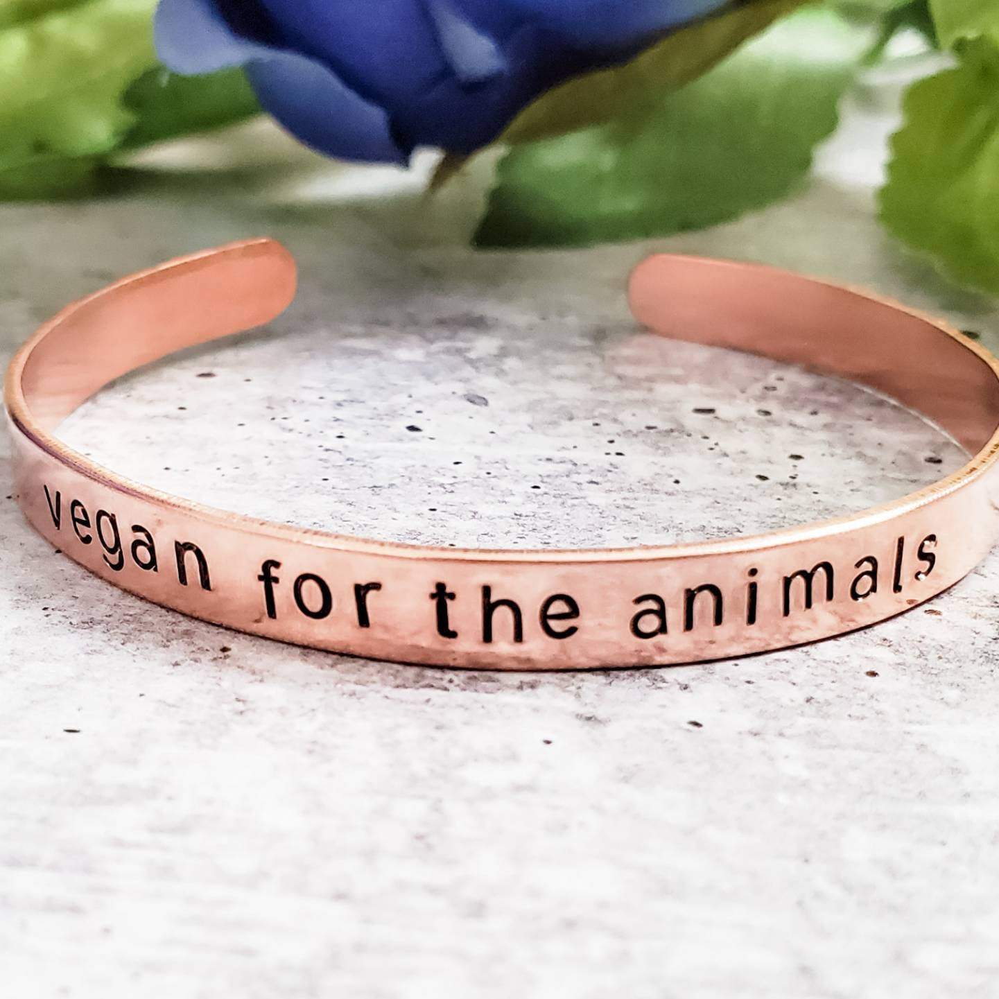 VEGAN FOR THE ANIMALS Stacking Cuff Bracelet Stamped Cuffs La Vie Bien VEGAN FOR THE ANIMALS Stacking Cuff Bracelet