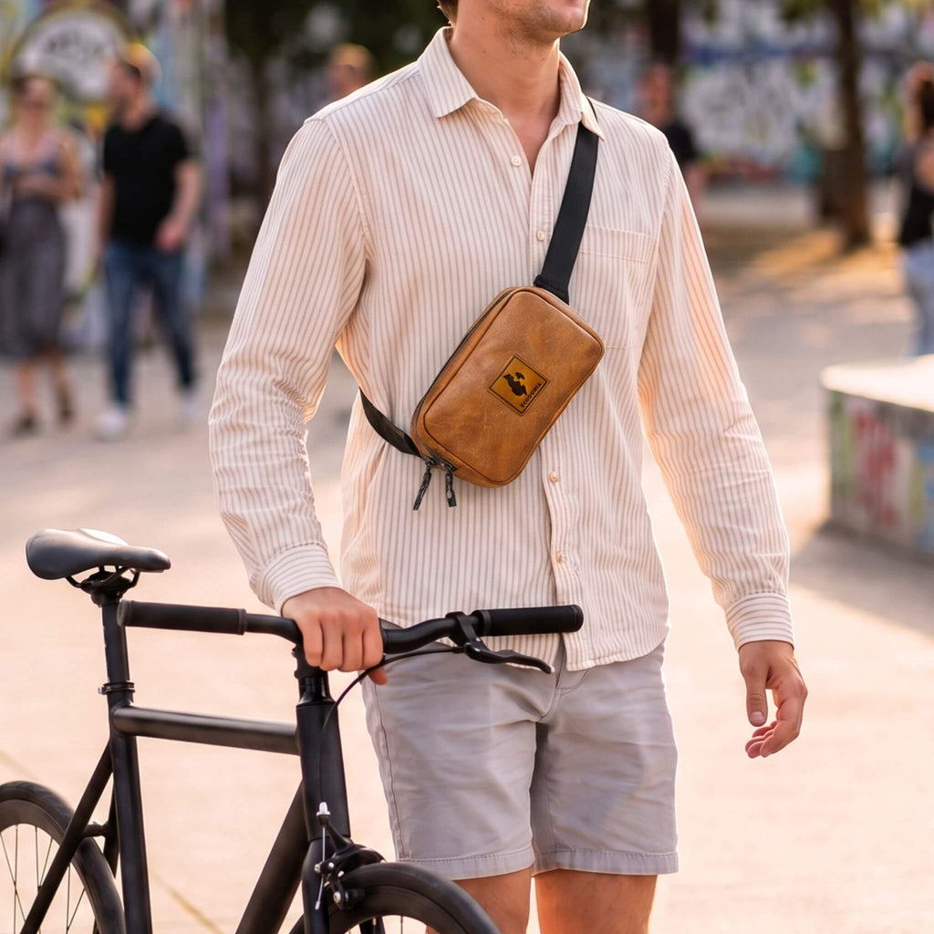 Vegan Leather Belt Bag for Men & Women, Crossbody Fanny Pack Belt Bag La Vie Bien Vegan Leather Belt Bag for Men & Women, Crossbody Fanny Pack