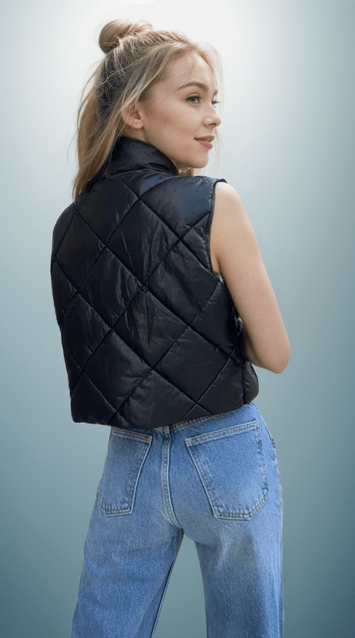 Vegan Leather Puffer Vest Vest La Vie Bien Vegan Leather Puffer Vest