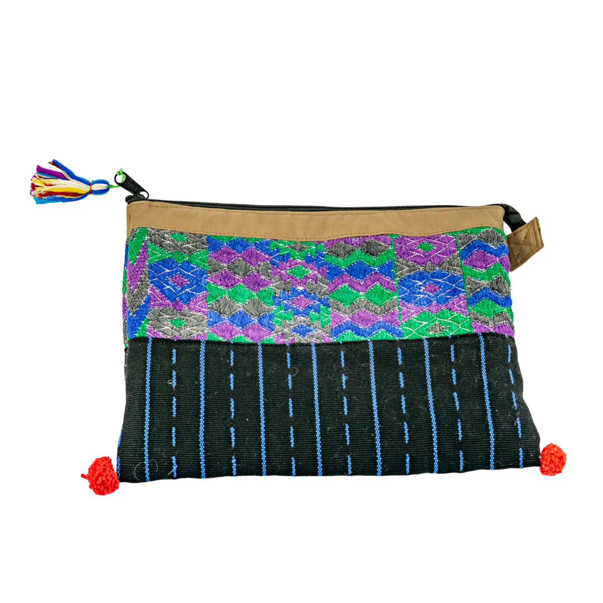 Vegan Leather Up - cycled Embroidered Textile Huipil iPad Case - Guatemala Bags La Vie Bien Vegan Leather Up - cycled Embroidered Textile Huipil iPad Case - Guatemala