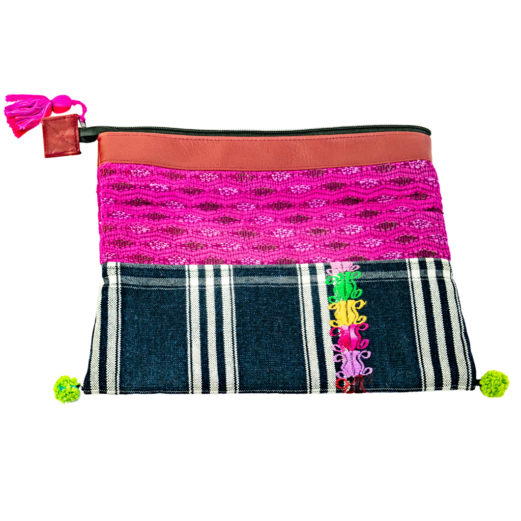 Vegan Leather Up - cycled Embroidered Textile Huipil iPad Case - Guatemala Bags La Vie Bien Vegan Leather Up - cycled Embroidered Textile Huipil iPad Case - Guatemala