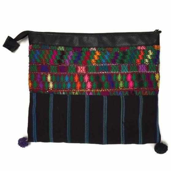 Vegan Leather Up - cycled Embroidered Textile Huipil iPad Case - Guatemala Bags La Vie Bien Vegan Leather Up - cycled Embroidered Textile Huipil iPad Case - Guatemala