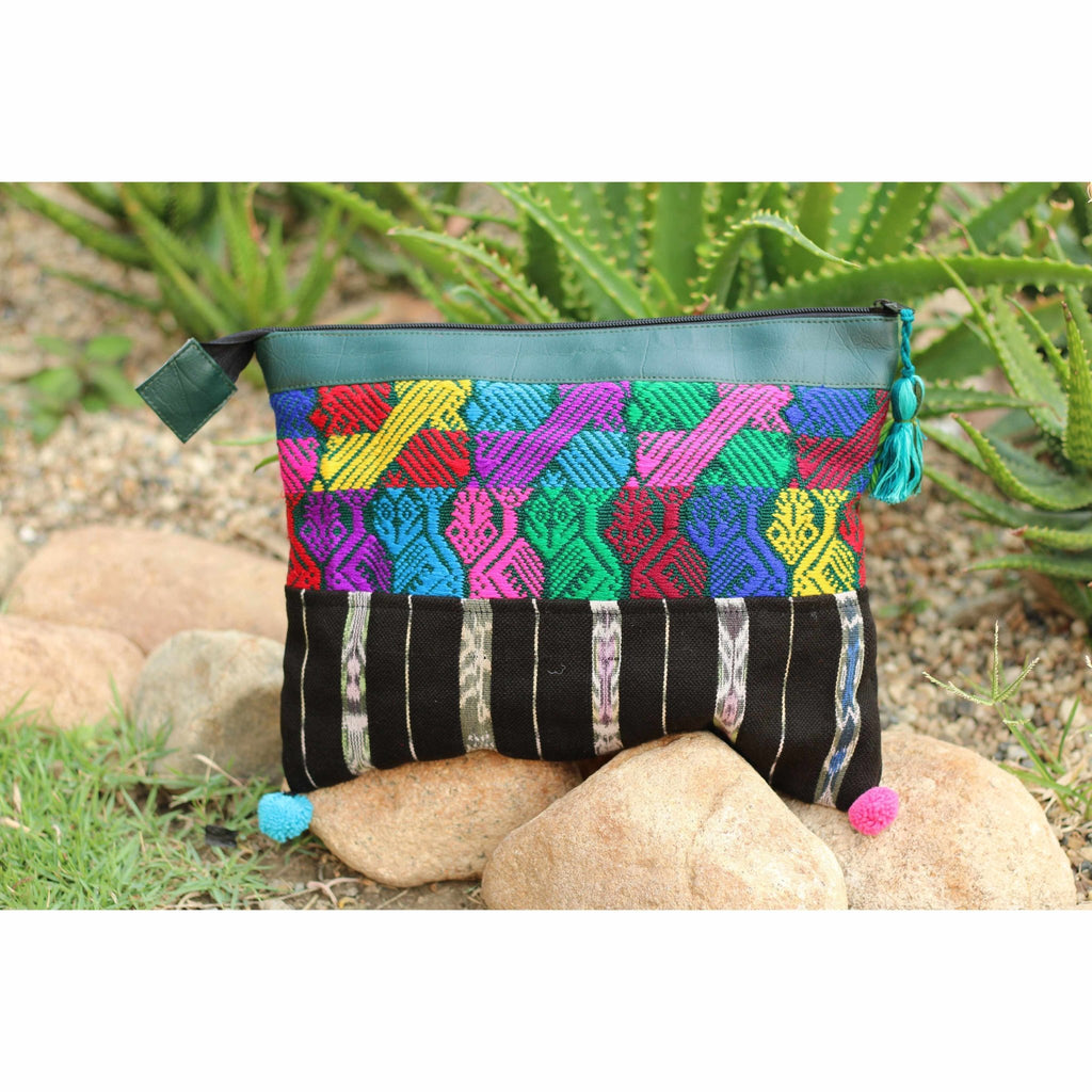 Vegan Leather Up - cycled Embroidered Textile Huipil iPad Case - Guatemala Bags La Vie Bien Vegan Leather Up - cycled Embroidered Textile Huipil iPad Case - Guatemala