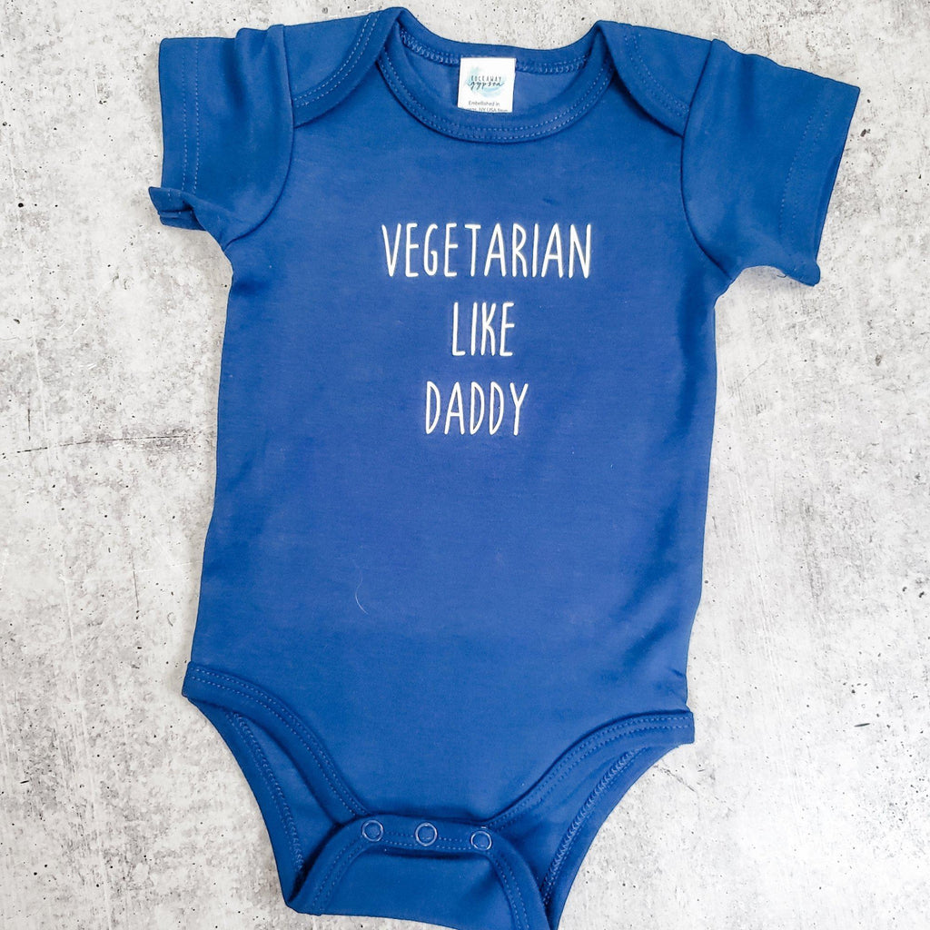 VEGAN LIKE DADDY or MOMMY Short Sleeve Baby Bodysuit Shirts & Tops La Vie Bien VEGAN LIKE DADDY or MOMMY Short Sleeve Baby Bodysuit