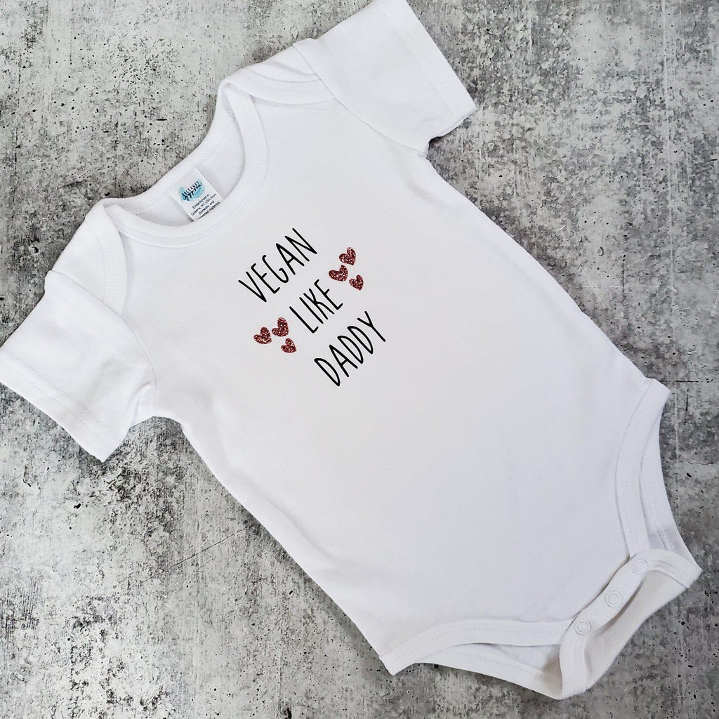 VEGAN LIKE DADDY or MOMMY Short Sleeve Baby Bodysuit Shirts & Tops La Vie Bien VEGAN LIKE DADDY or MOMMY Short Sleeve Baby Bodysuit