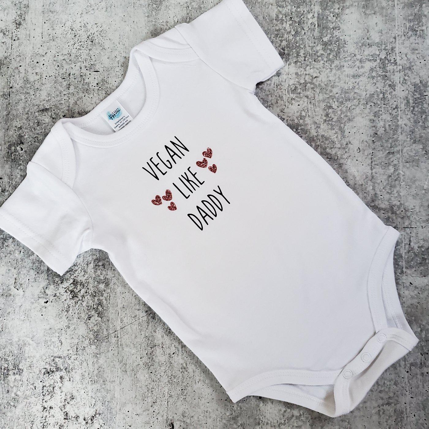 VEGAN LIKE DADDY or MOMMY Short Sleeve Baby Bodysuit Shirts & Tops La Vie Bien VEGAN LIKE DADDY or MOMMY Short Sleeve Baby Bodysuit