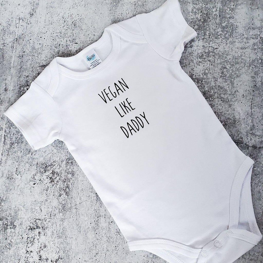 VEGAN LIKE DADDY or MOMMY Short Sleeve Baby Bodysuit Shirts & Tops La Vie Bien VEGAN LIKE DADDY or MOMMY Short Sleeve Baby Bodysuit