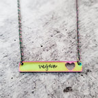 VEGAN Rainbow Bar Necklace Stamped Necklaces La Vie Bien VEGAN Rainbow Bar Necklace