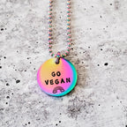 Vegan Rainbow Pendant Necklace Stamped Necklaces La Vie Bien Vegan Rainbow Pendant Necklace