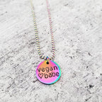 Vegan Rainbow Pendant Necklace Stamped Necklaces La Vie Bien Vegan Rainbow Pendant Necklace