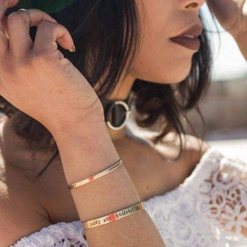 VEGAN Stacking Cuff Bracelet Stamped Cuffs La Vie Bien VEGAN Stacking Cuff Bracelet