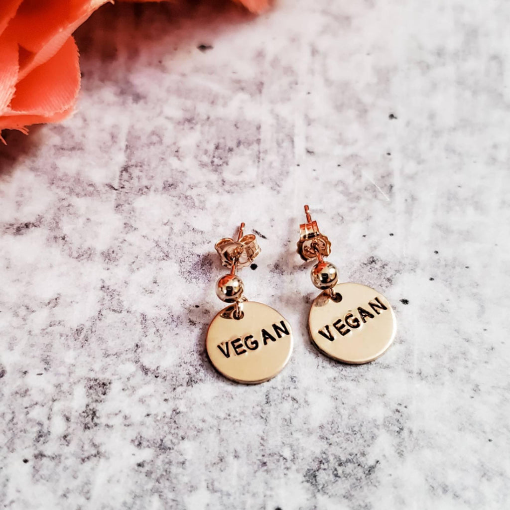 VEGAN Stud Earrings Stamped Earrings La Vie Bien VEGAN Stud Earrings
