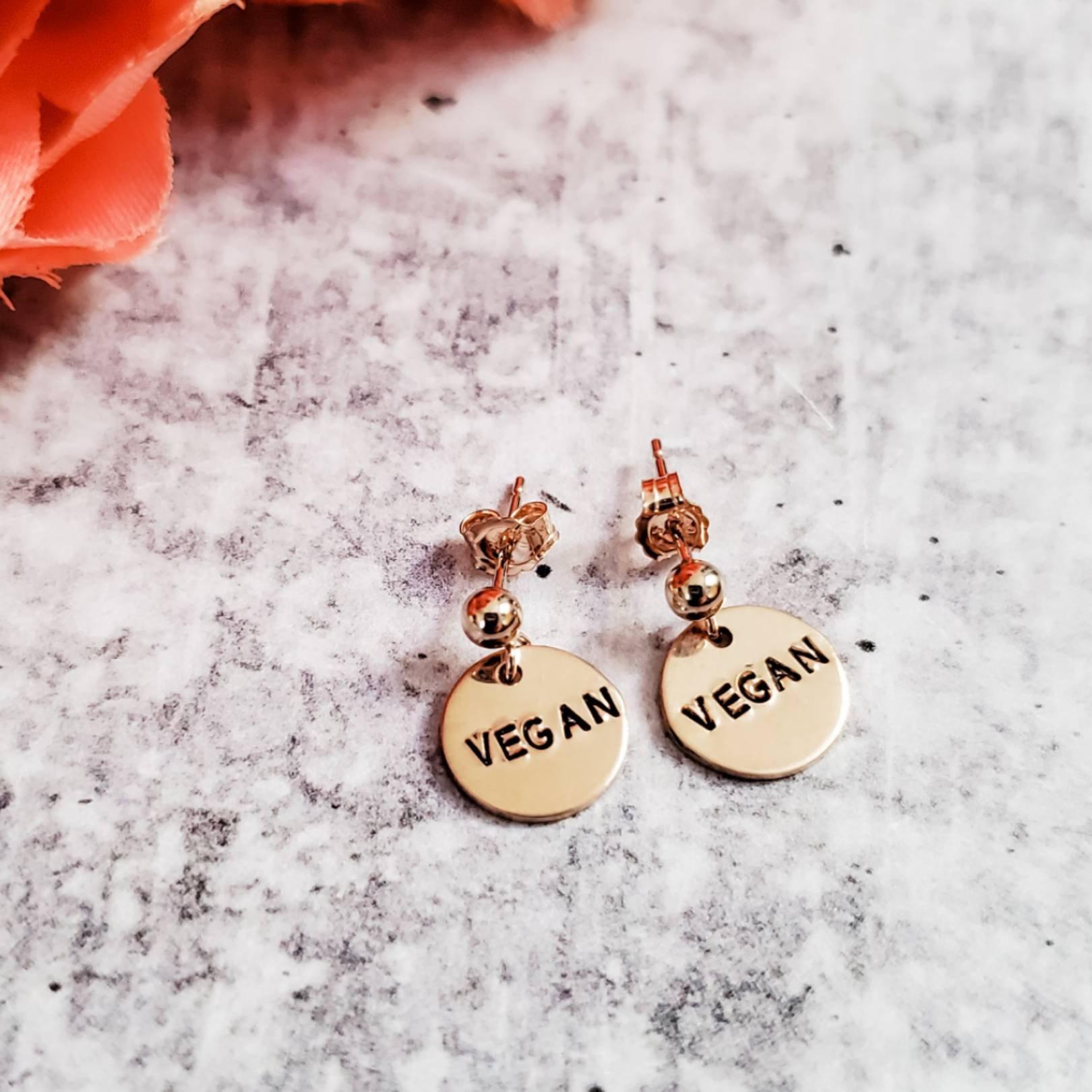 VEGAN Stud Earrings Stamped Earrings La Vie Bien VEGAN Stud Earrings