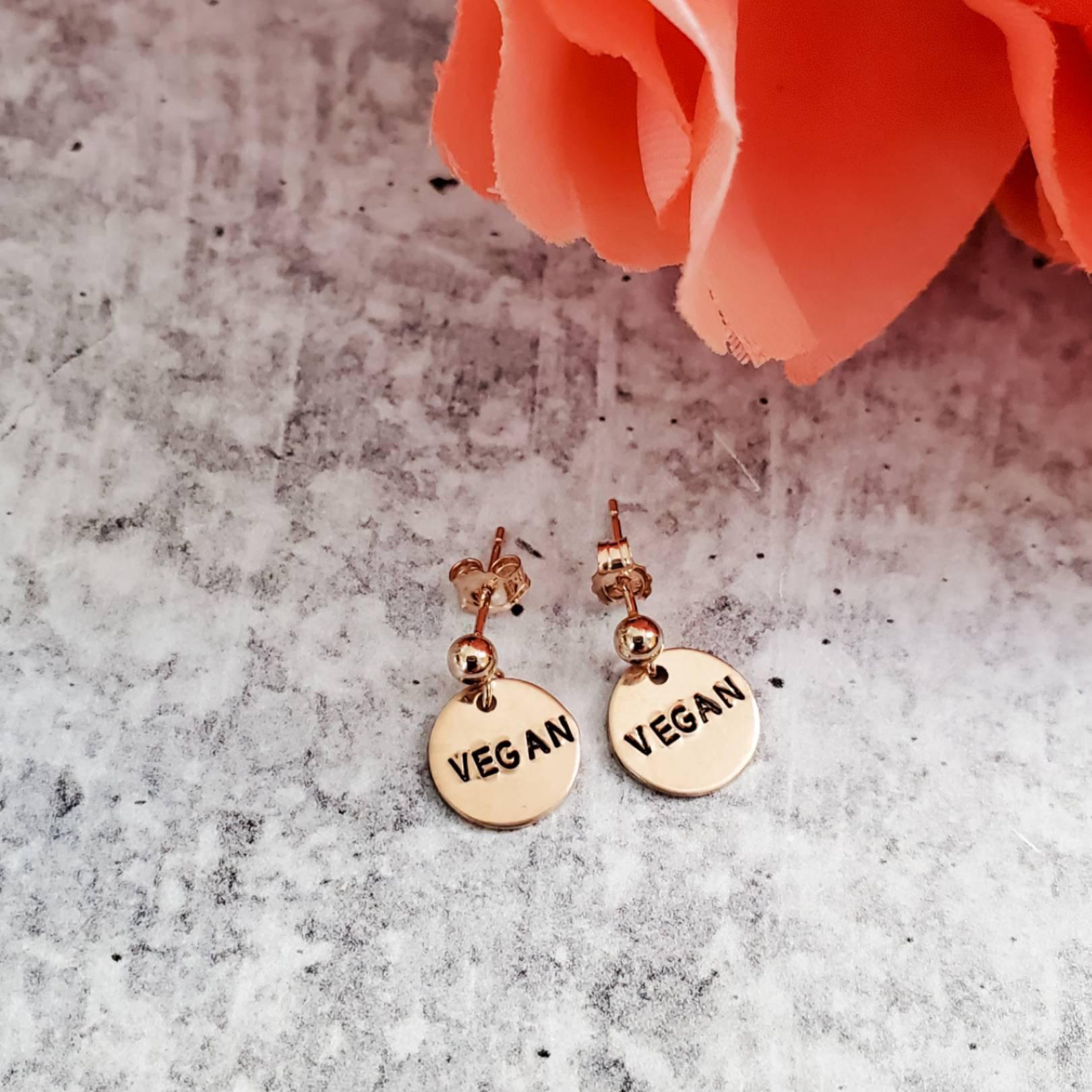 VEGAN Stud Earrings Stamped Earrings La Vie Bien VEGAN Stud Earrings