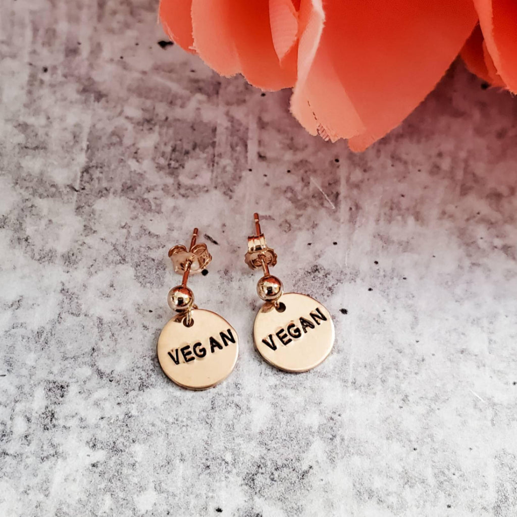 VEGAN Stud Earrings Stamped Earrings La Vie Bien VEGAN Stud Earrings