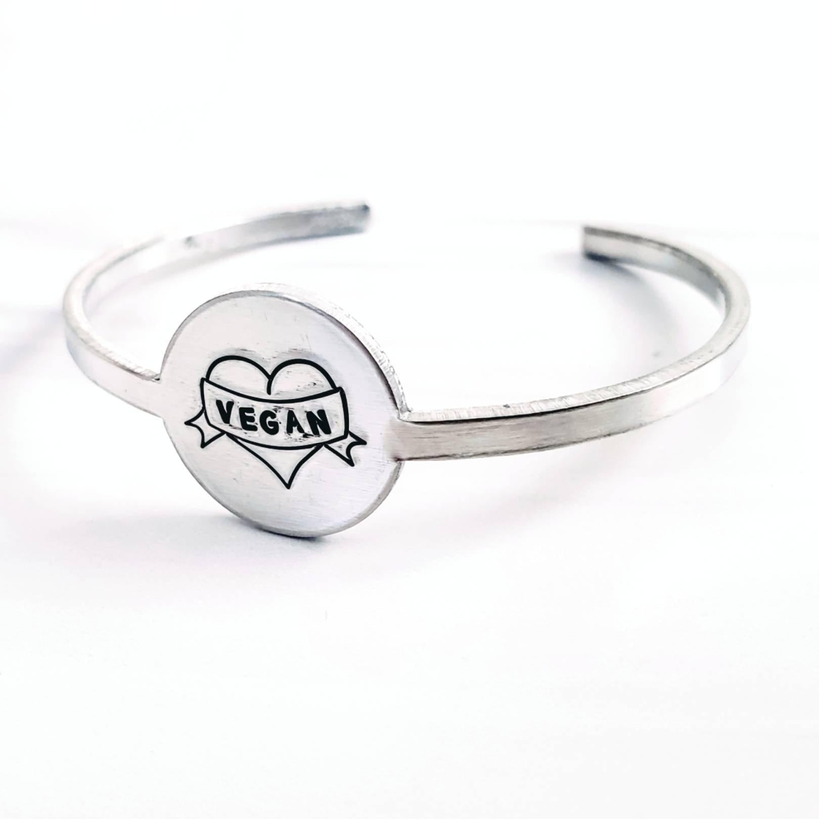 VEGAN Tattoo Style Skinny Cuff Bracelet Stamped Cuffs La Vie Bien VEGAN Tattoo Style Skinny Cuff Bracelet