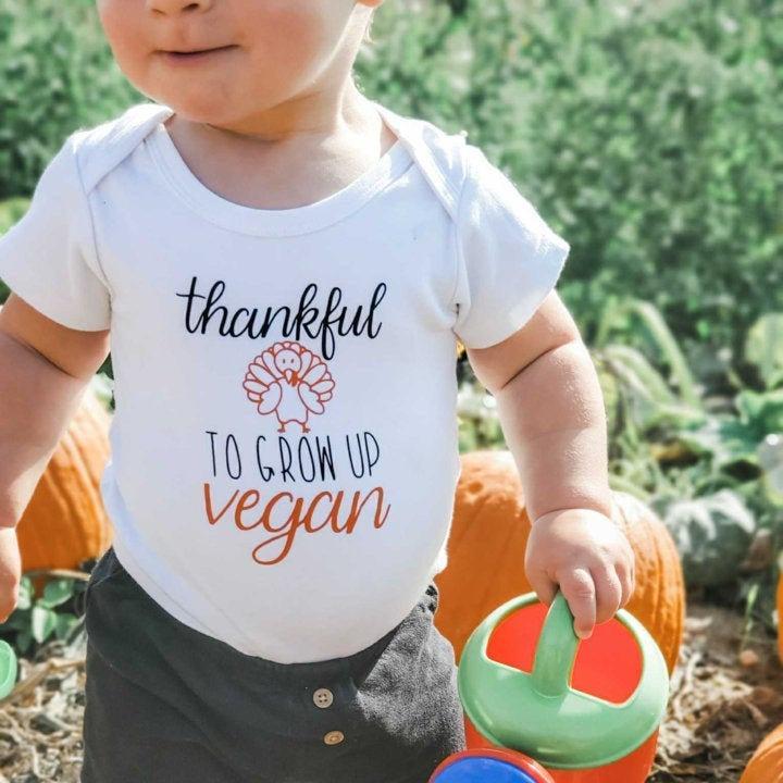 VEGAN THANKSGIVING One Piece Short Sleeve Baby Bodysuit Kids' Clothes La Vie Bien VEGAN THANKSGIVING One Piece Short Sleeve Baby Bodysuit