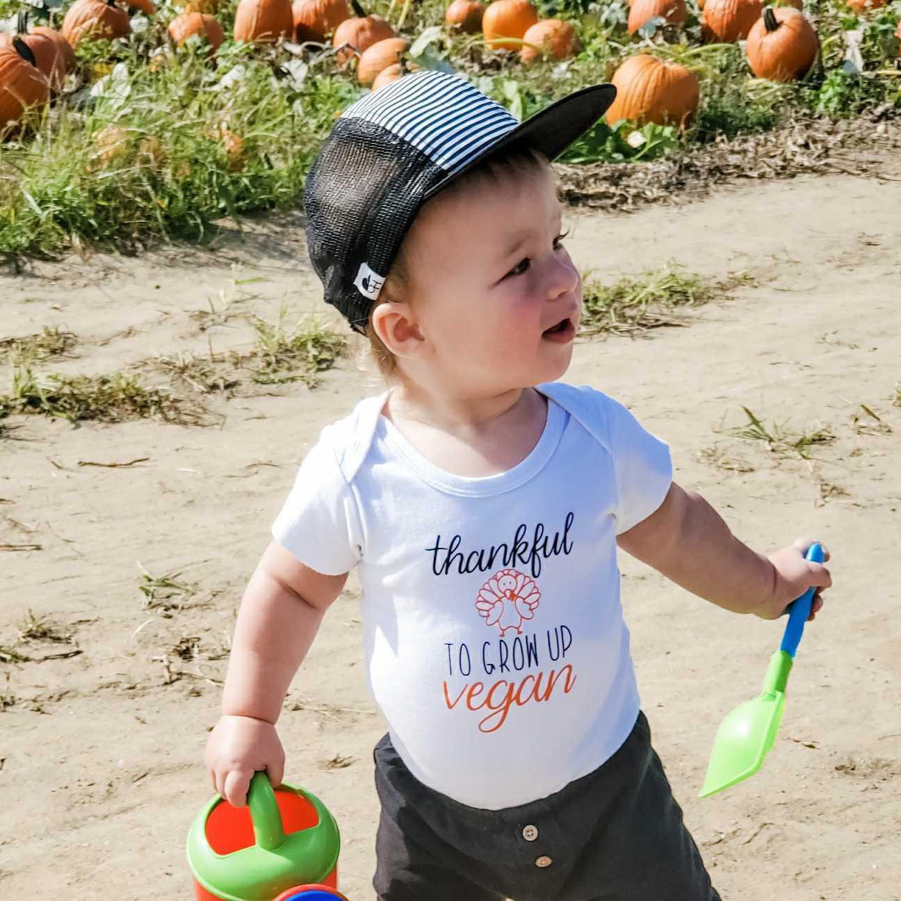 VEGAN THANKSGIVING One Piece Short Sleeve Baby Bodysuit Kids' Clothes La Vie Bien VEGAN THANKSGIVING One Piece Short Sleeve Baby Bodysuit