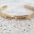 VEGAN VIBES Stacking Cuff Bracelet Stamped Cuffs La Vie Bien VEGAN VIBES Stacking Cuff Bracelet