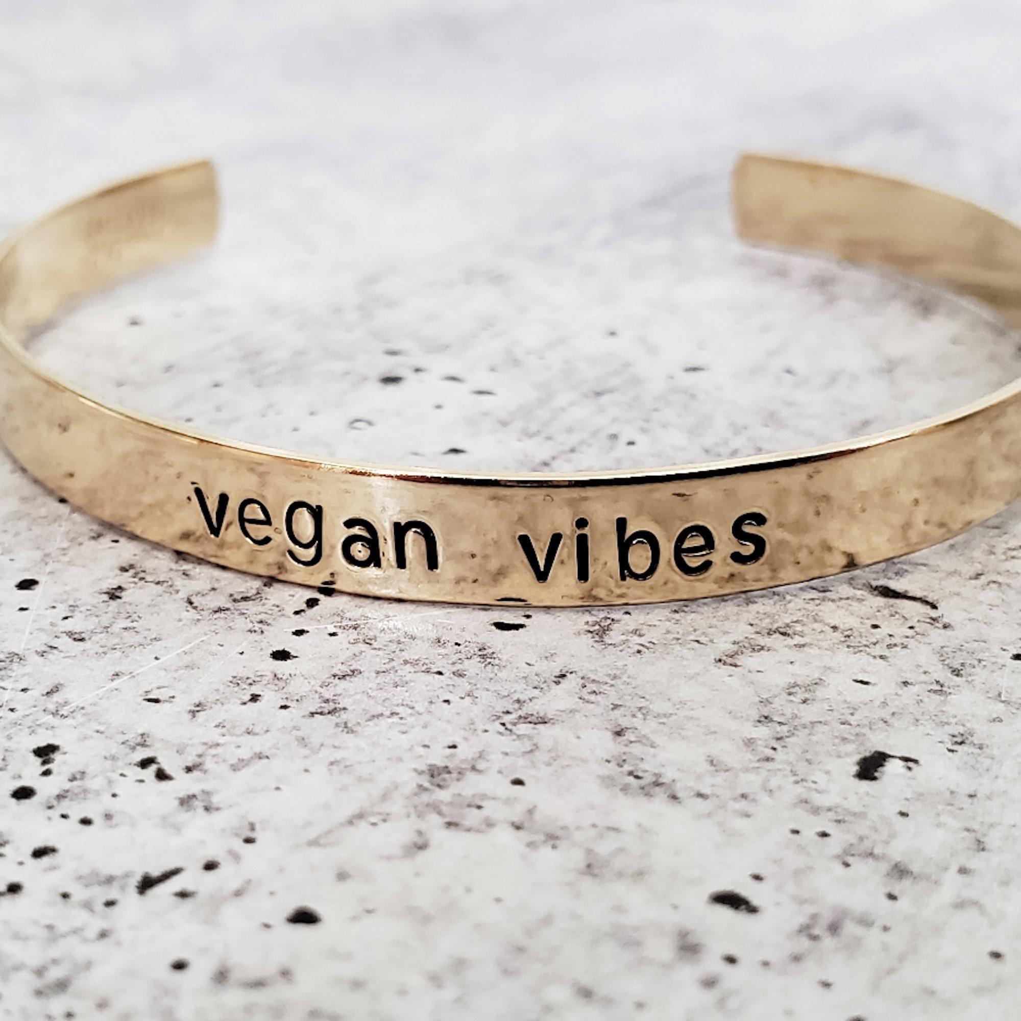 VEGAN VIBES Stacking Cuff Bracelet Stamped Cuffs La Vie Bien VEGAN VIBES Stacking Cuff Bracelet