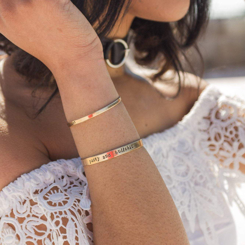 VEGAN VIBES Stacking Cuff Bracelet Stamped Cuffs La Vie Bien VEGAN VIBES Stacking Cuff Bracelet