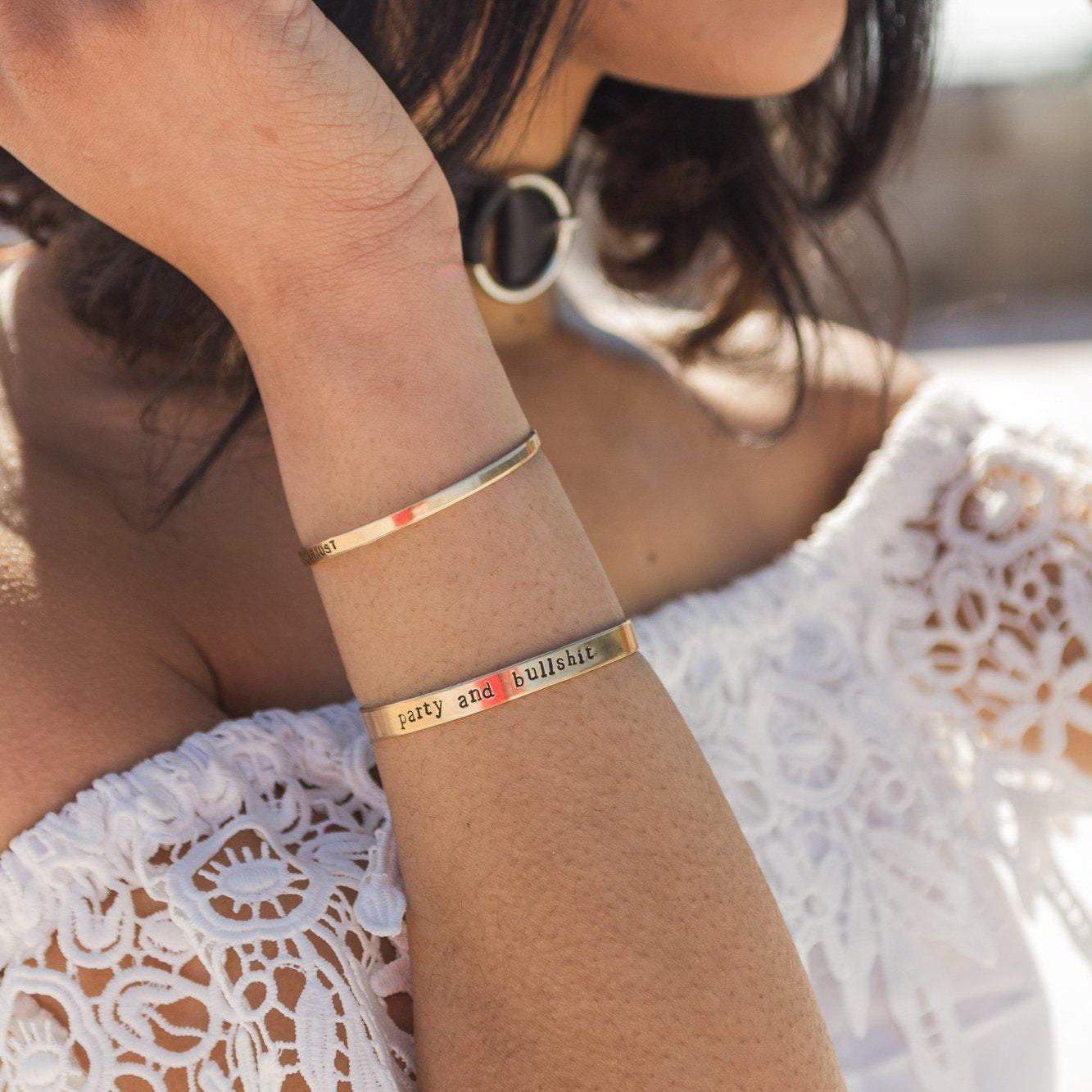 VEGAN VIBES Stacking Cuff Bracelet Stamped Cuffs La Vie Bien VEGAN VIBES Stacking Cuff Bracelet