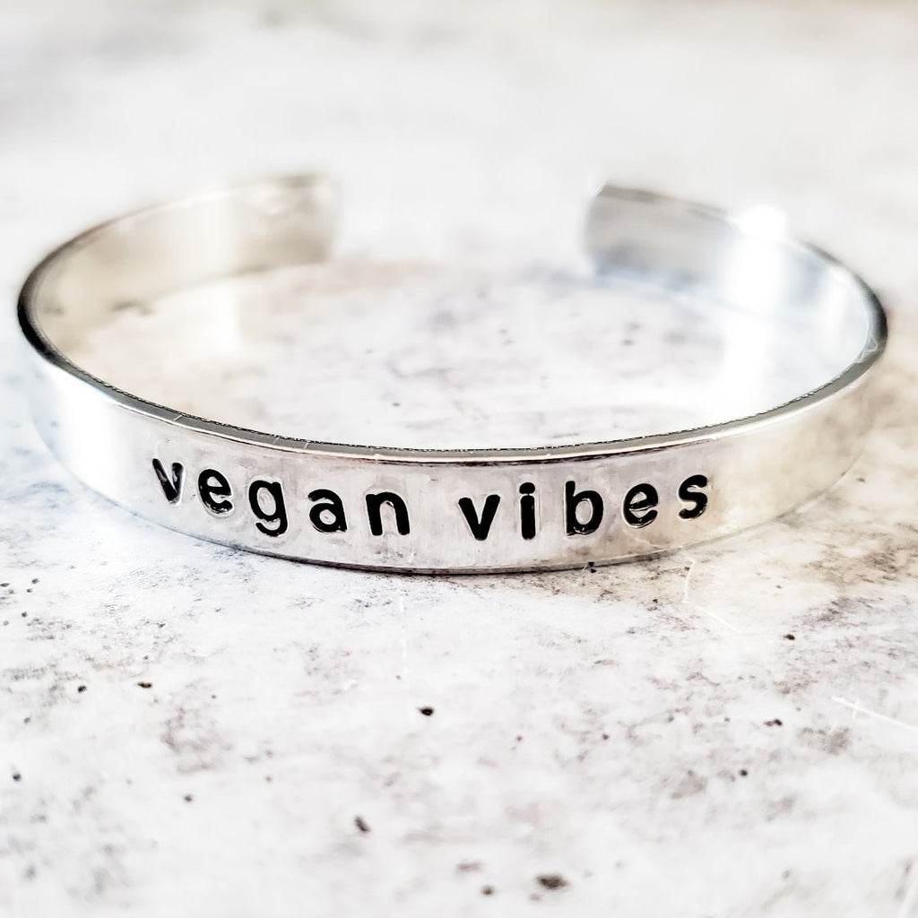 VEGAN VIBES Stacking Cuff Bracelet Stamped Cuffs La Vie Bien VEGAN VIBES Stacking Cuff Bracelet
