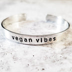 VEGAN VIBES Stacking Cuff Bracelet Stamped Cuffs La Vie Bien VEGAN VIBES Stacking Cuff Bracelet