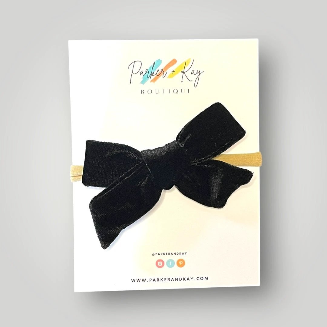 Velour Hair Bow | Clip, Headband, or Pigtail Clips by Parker + Kay Creative