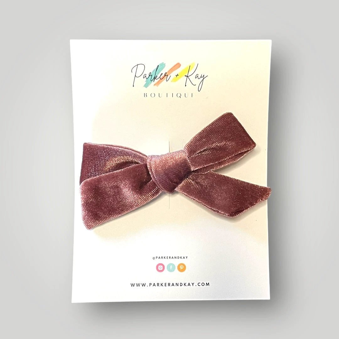 Velour Hair Bow | Clip, Headband, or Pigtail Clips by Parker + Kay Creative