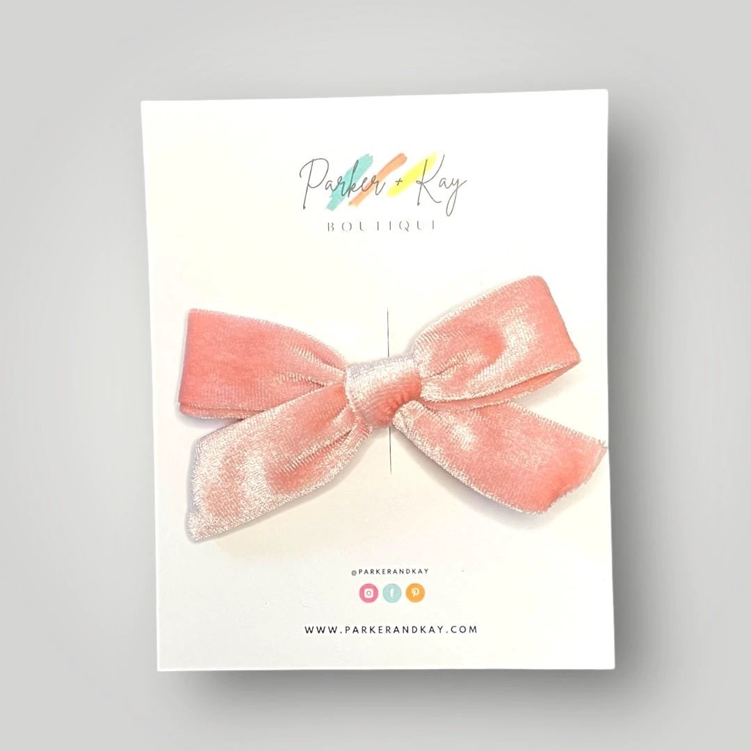 Velour Hair Bow | Clip, Headband, or Pigtail Clips by Parker + Kay Creative