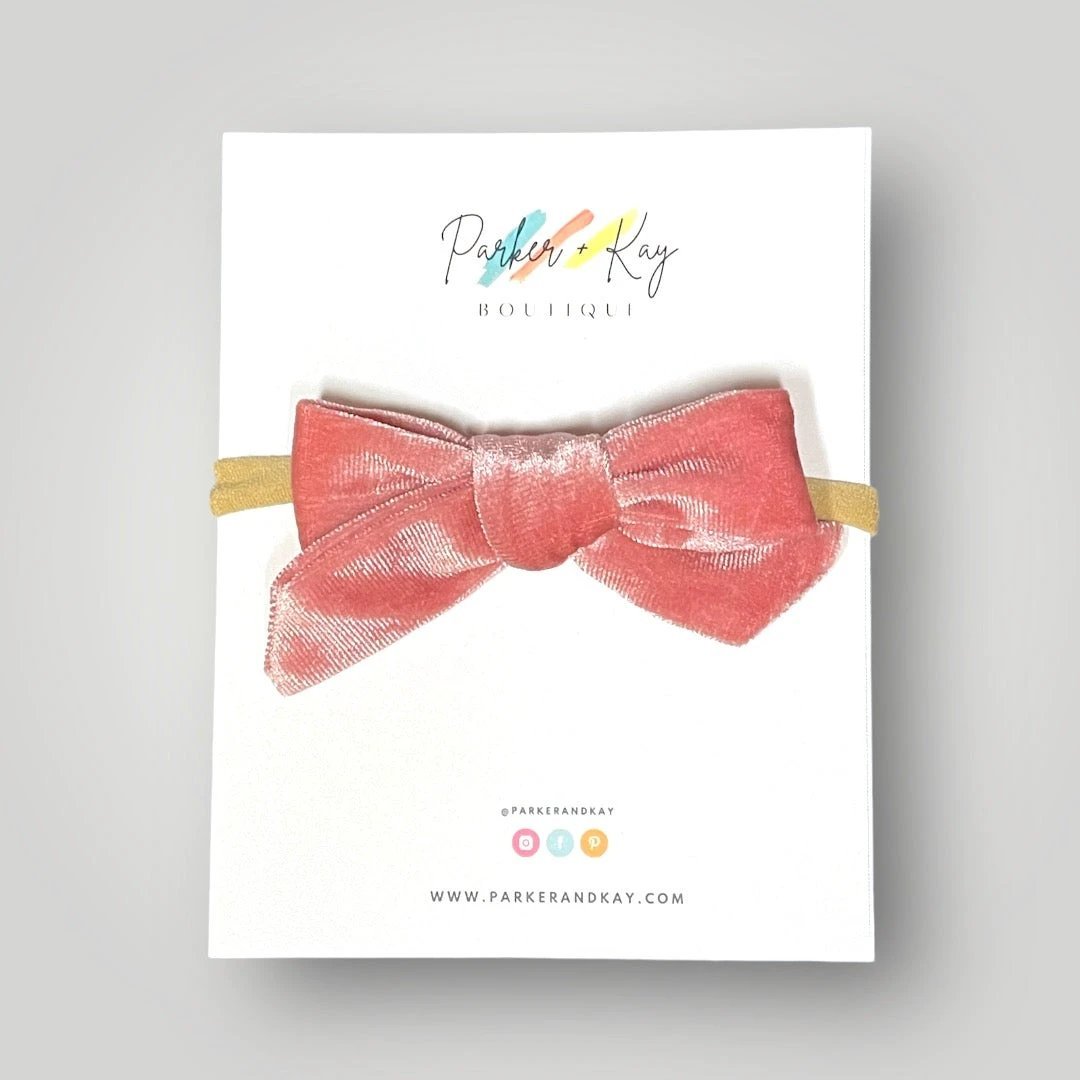 Velour Hair Bow | Clip, Headband, or Pigtail Clips by Parker + Kay Creative