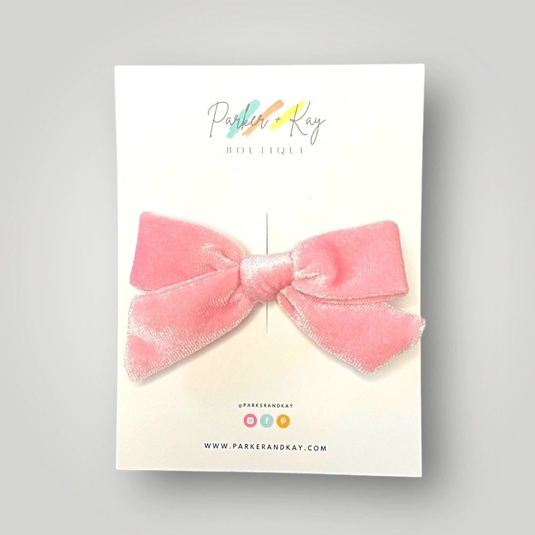 Velour Hair Bow | Clip, Headband, or Pigtail Clips by Parker + Kay Creative