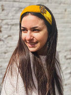 Velvet Brooch Headband - Royal Yellow Headbands La Vie Bien Velvet Brooch Headband - Royal Yellow