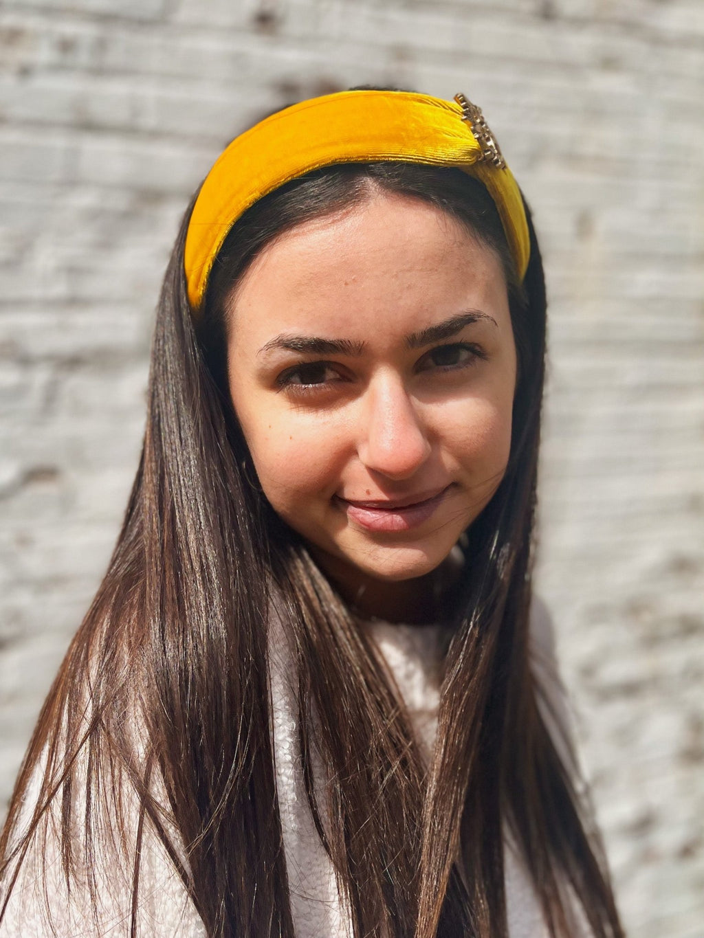 Velvet Brooch Headband - Royal Yellow Headbands La Vie Bien Velvet Brooch Headband - Royal Yellow
