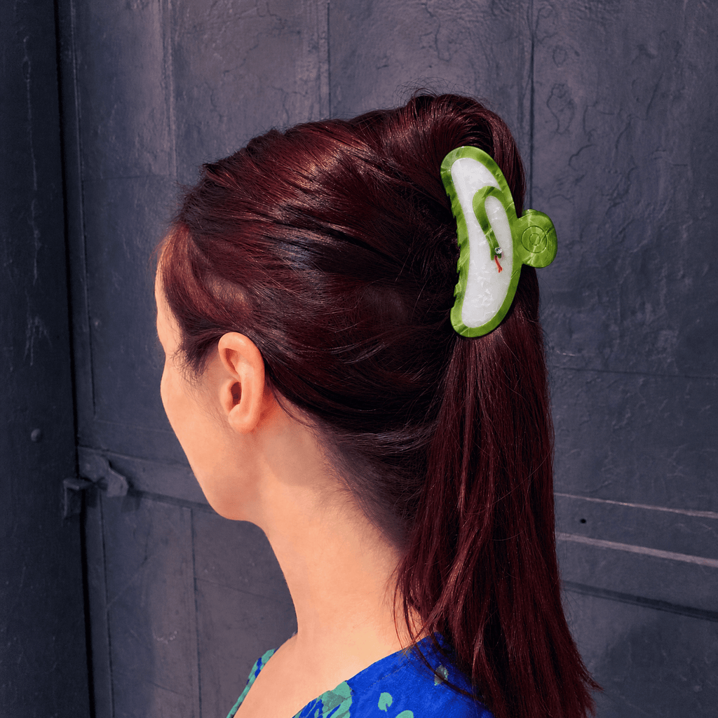 Velvet Claws Hair Clip | Green Snake Hair Claw Accessories La Vie Bien Velvet Claws Hair Clip | Green Snake Hair Claw