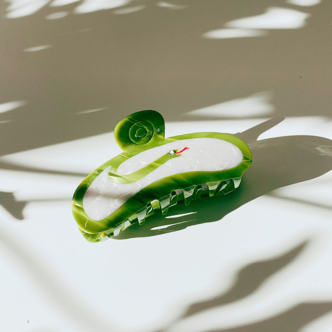 Velvet Claws Hair Clip | Green Snake Hair Claw Accessories La Vie Bien Velvet Claws Hair Clip | Green Snake Hair Claw