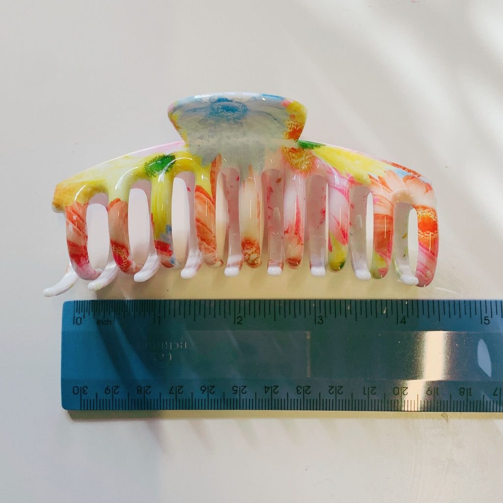 Velvet Claws Hair Clip | The Lobster in Primavera Floral on White | Claw Clip in Velvet Travel Bag