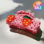 Velvet Claws Strawberry Granny Square Hair Claw Accessories La Vie Bien Velvet Claws Strawberry Granny Square Hair Claw