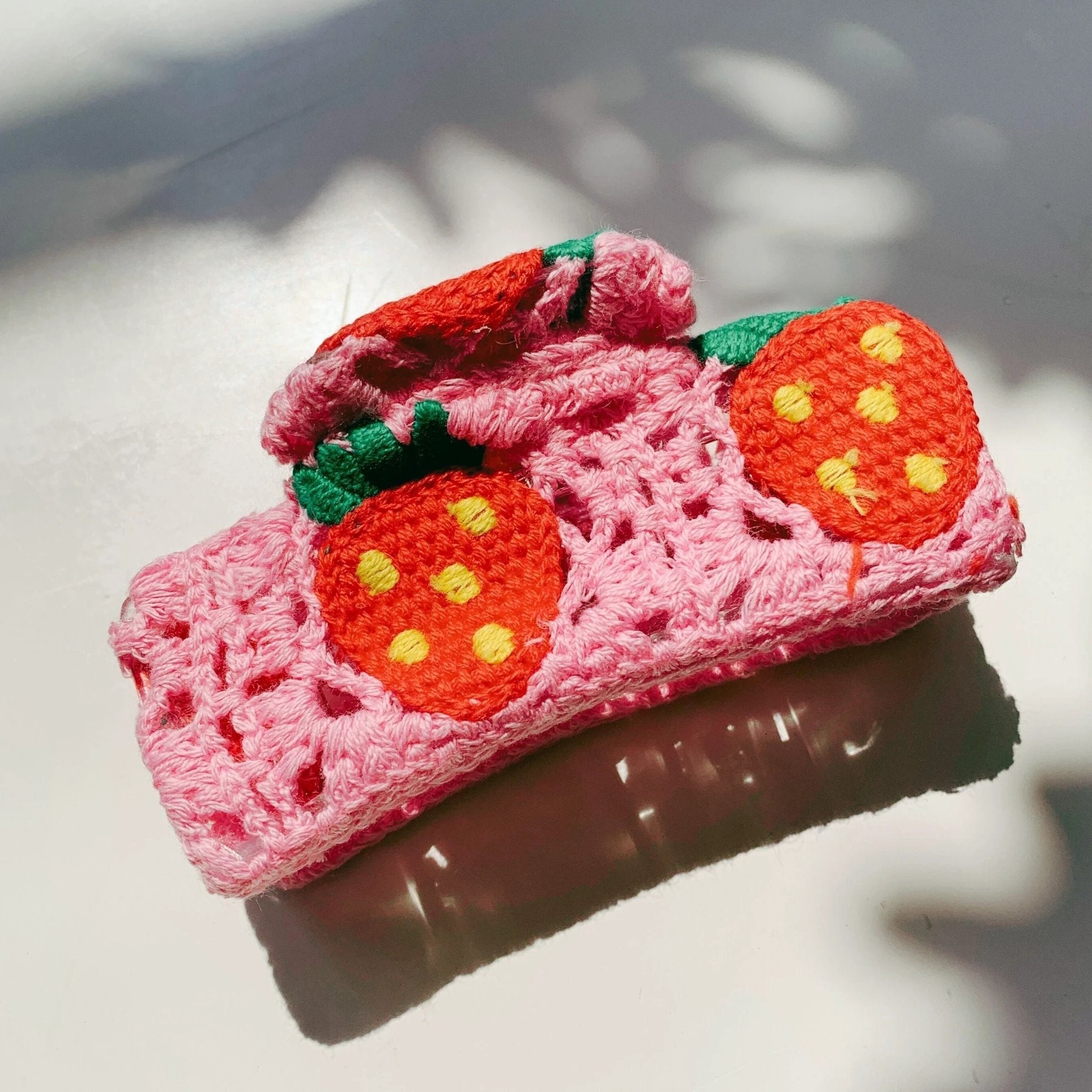 Velvet Claws Strawberry Granny Square Hair Claw by The Bullish Store
